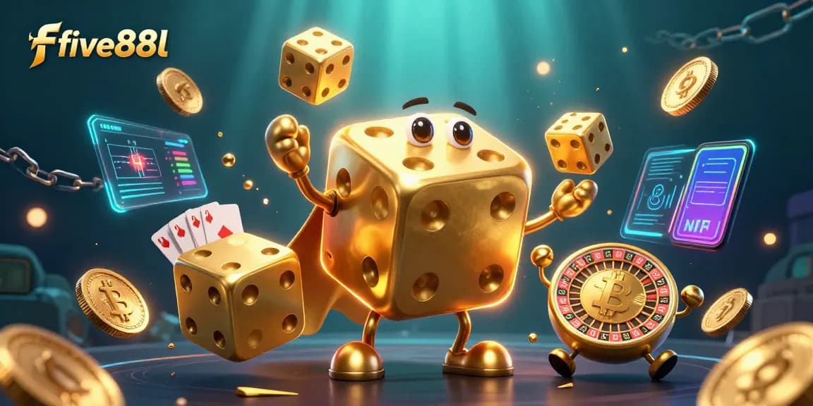 Engage in immersive gameplay at five88l with vibrant 3D casino characters and crypto elements.