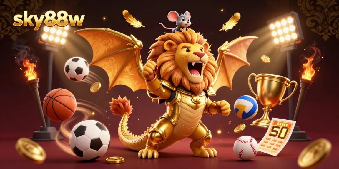 Experience exhilarating betting with sky88w in a vibrant, detailed 3D casino scene bursting with action.