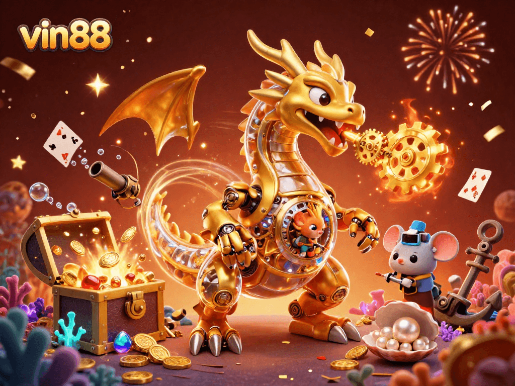 Experience excitement at vin88 with a dynamic casino scene featuring engaging game elements and vibrant characters.