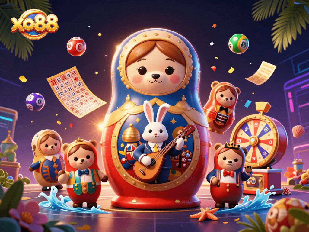 Engage with thrilling xo88 gaming action featuring colorful elements of lottery and casino excitement.