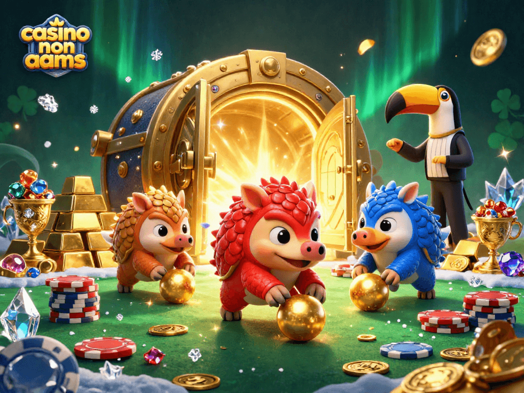 Gioca nei casino non AAMS: pangolini in competizione tra pile di fiches e oro scintillante.