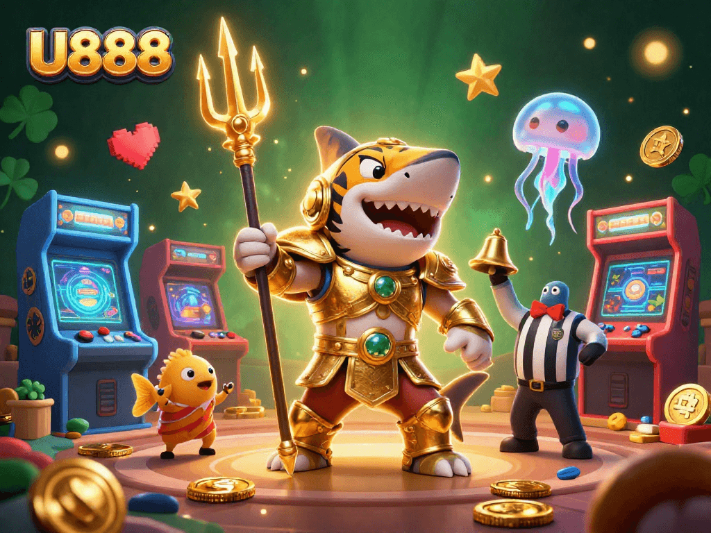 Experience thrilling gaming with U888 in this vibrant underwater colosseum scene.