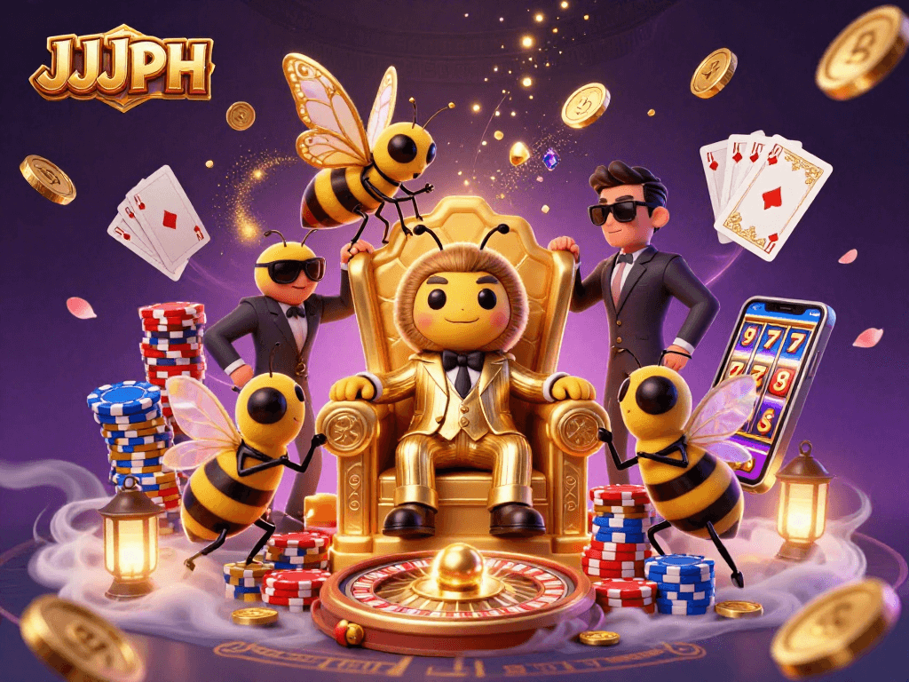 Experience thrilling action at JJJPH with a bumblebee mob boss and dazzling casino elements.