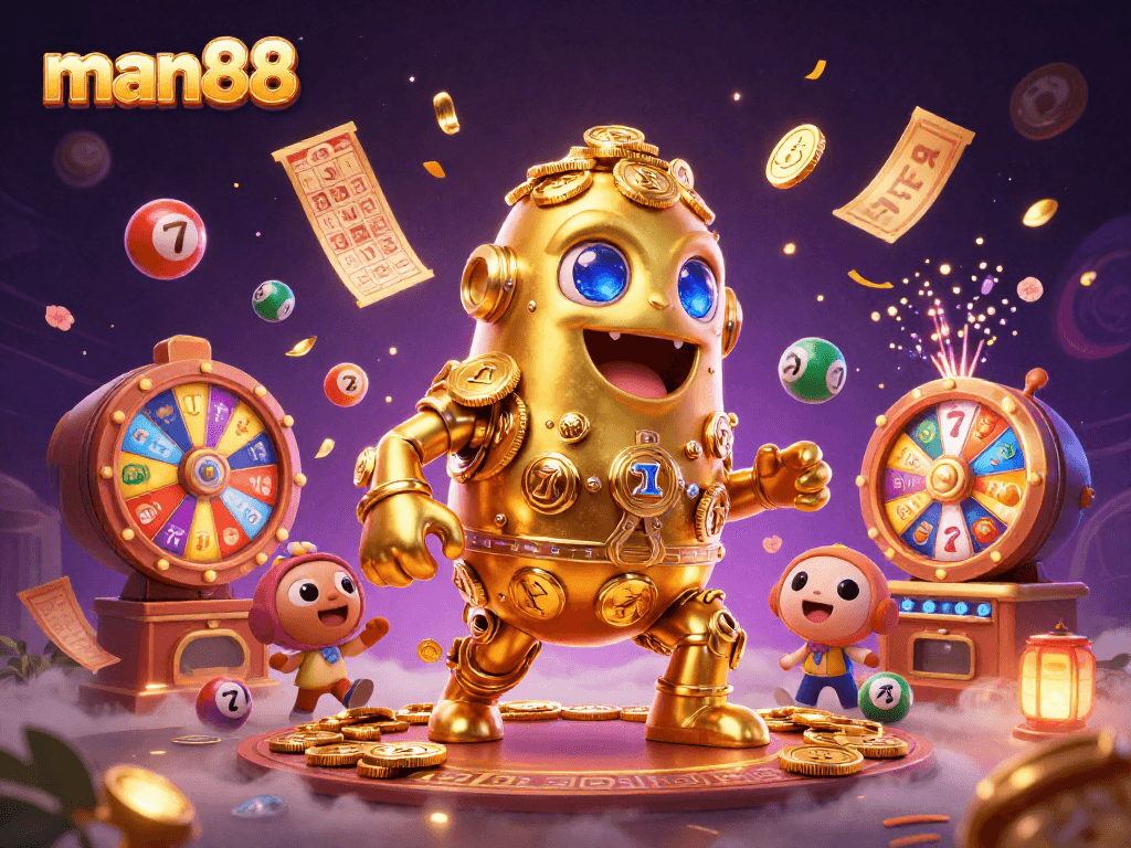 Engage with the thrilling adventures at man88, featuring an ancient golden golem and lottery elements!