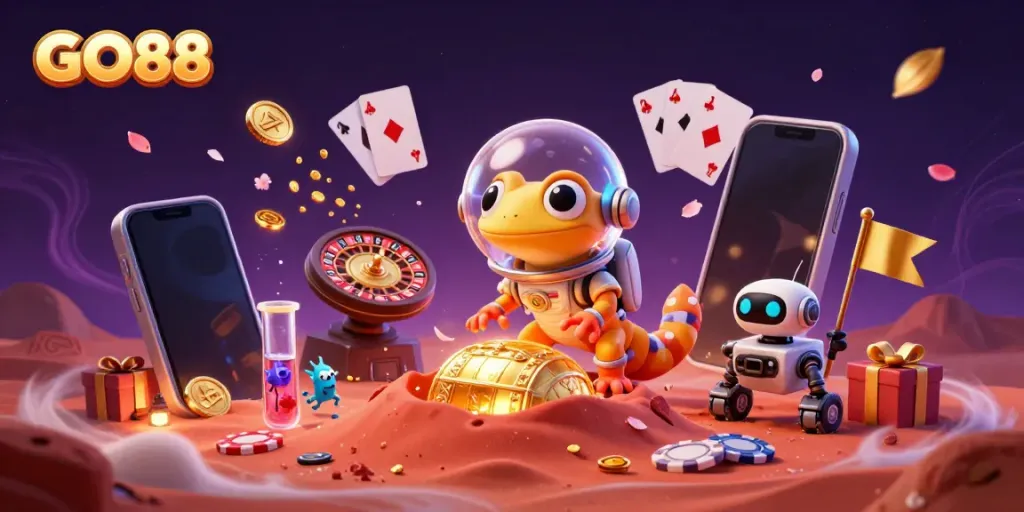 Engage with GO88's vibrant casino adventures in a galaxy of games and alien excitement.