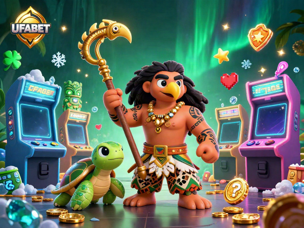 Play thrilling casino games with UFABET featuring vibrant characters and colorful game elements.