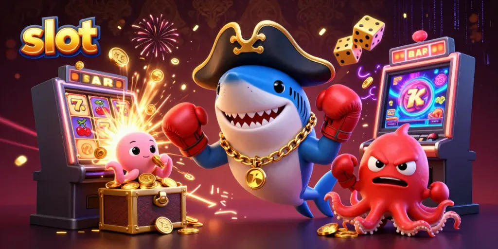 Menangkan slot dengan ilustrasi kartun laut yang penuh warna dan simbol jackpot yang menarik.