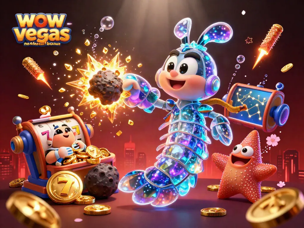 Experience the excitement of the wow vegas no deposit bonus with vibrant slot and coin illustrations.