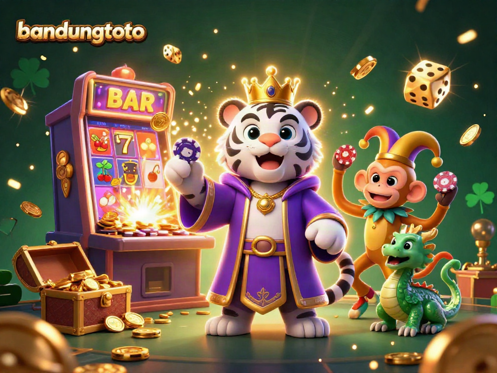 Experience thrilling gaming at bandungtoto with a vibrant casino scene overflowing with jackpot excitement.