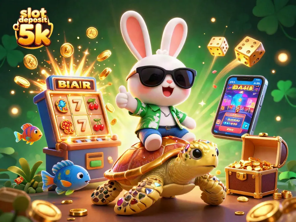 Experience thrilling action with slot deposit 5k featuring a lucky rabbit, golden turtle, and jackpot elements.