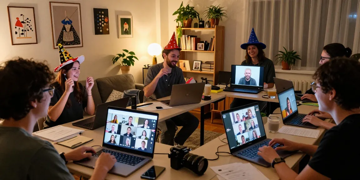Online improv classes for adults with diverse participants joyfully engaging in interactive virtual training.