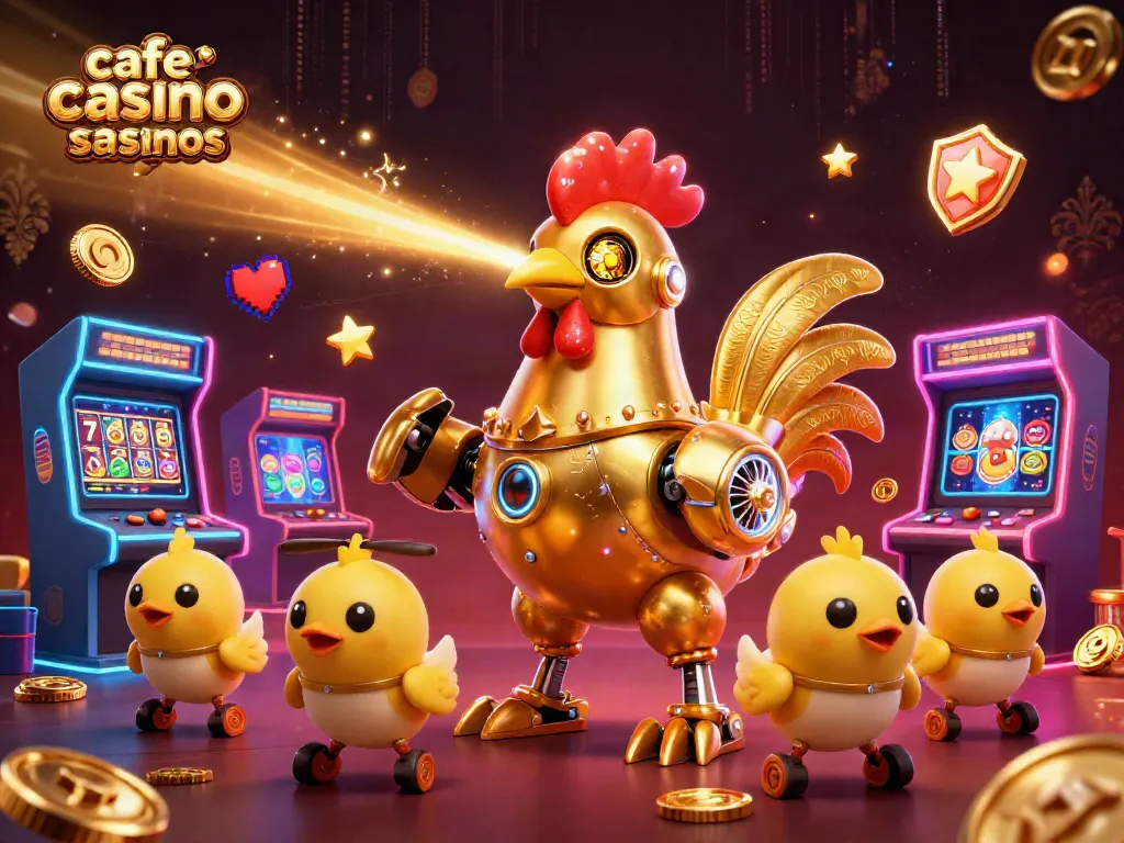 Experience the thrill of cafe casino sister casinos with a vibrant, cartoonish 3D casino scene.