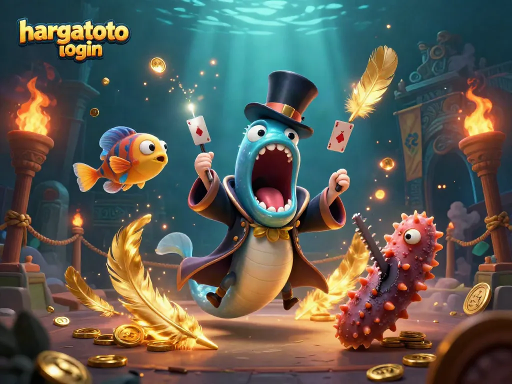 Engage with hargatoto login through an enchanting 3D casino magical scene full of vibrant characters.