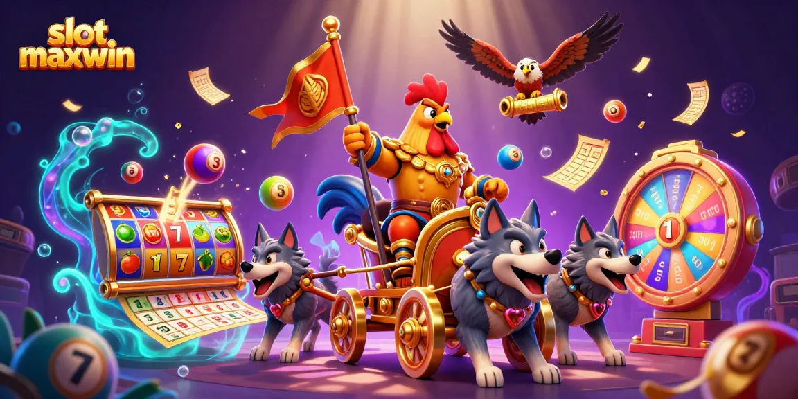Experience the slot maxwin excitement with vibrant symbols and intense gameplay in this dynamic illustration.