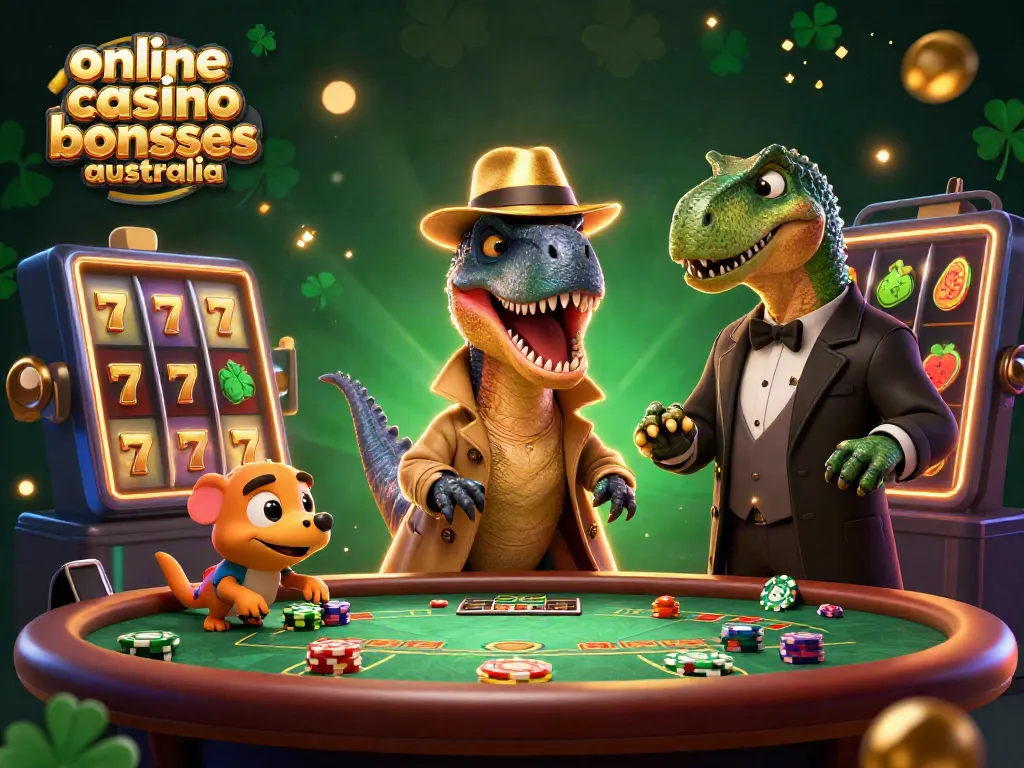 Experience the excitement of online casino bonuses Australia with this vibrant 3D illustration featuring casino characters and elements.