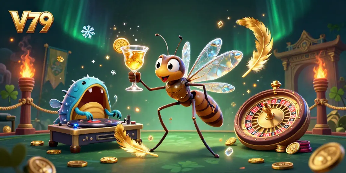 Experience the vibrant casino atmosphere of V79 featuring unique characters and exciting game elements.