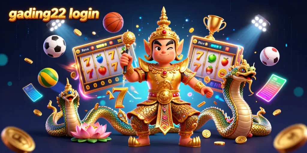 Engage with gading22 login in a vibrant, animated online casino scene featuring unique characters and thrilling elements.