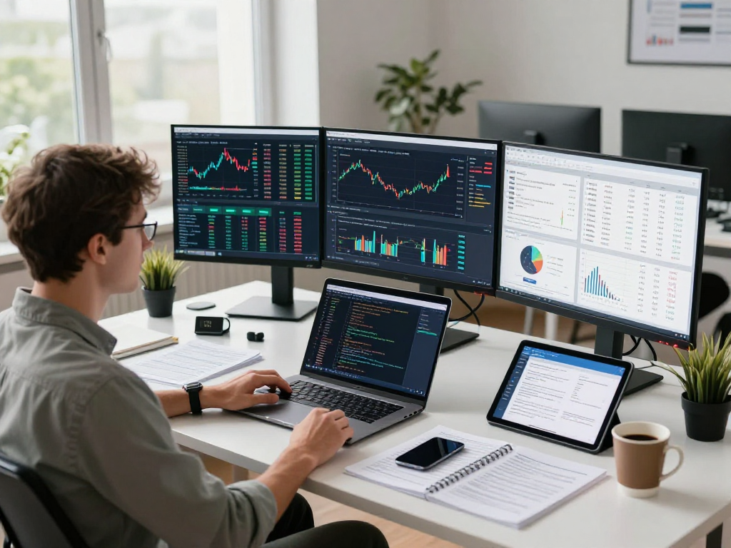 Real-time analysis of multi-ticker German stock API in a modern fintech workspace.