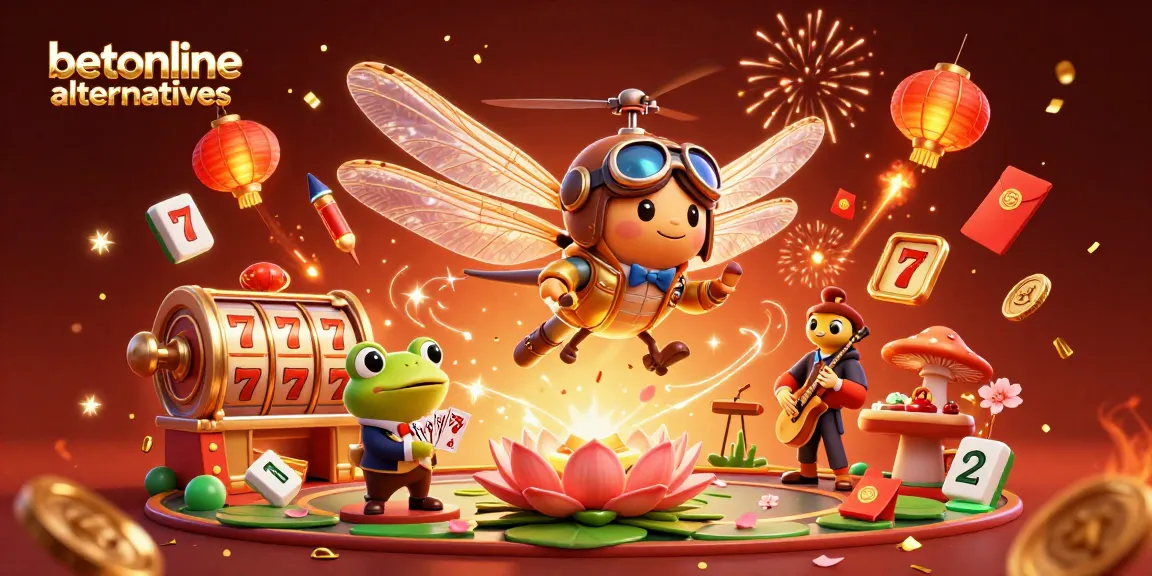 Experience exciting gameplay with betonline alternatives, showcasing a dynamic casino atmosphere with vibrant characters and festive elements.