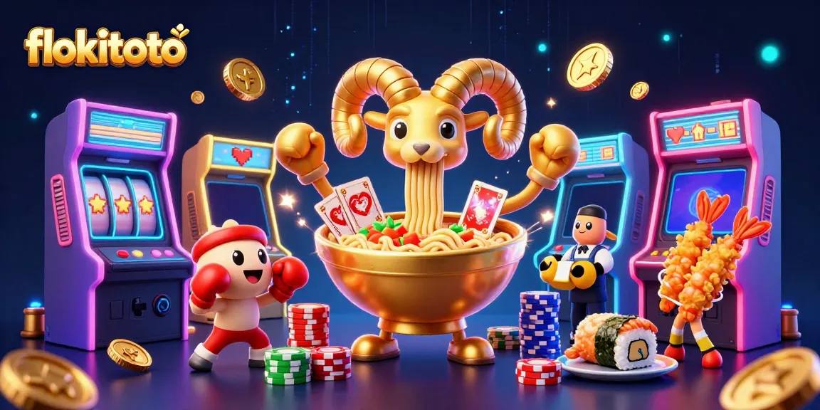 Experience the excitement of gambling with flokitoto in this vibrant casino-themed digital illustration.