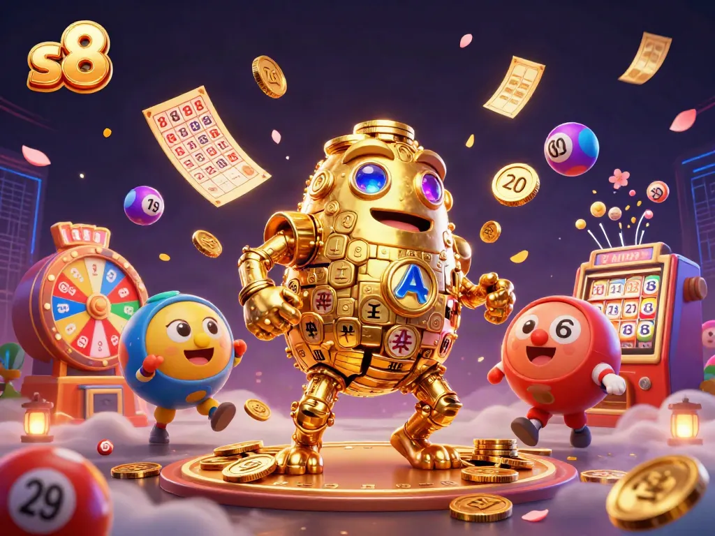 Experience thrilling games like slots with the captivating s8 brand in this 3D casino illustration.
