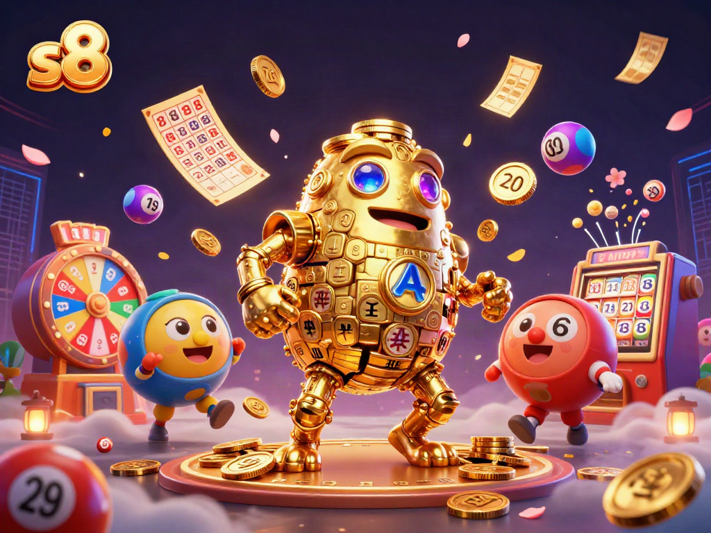 Experience thrilling games like slots with the captivating s8 brand in this 3D casino illustration.