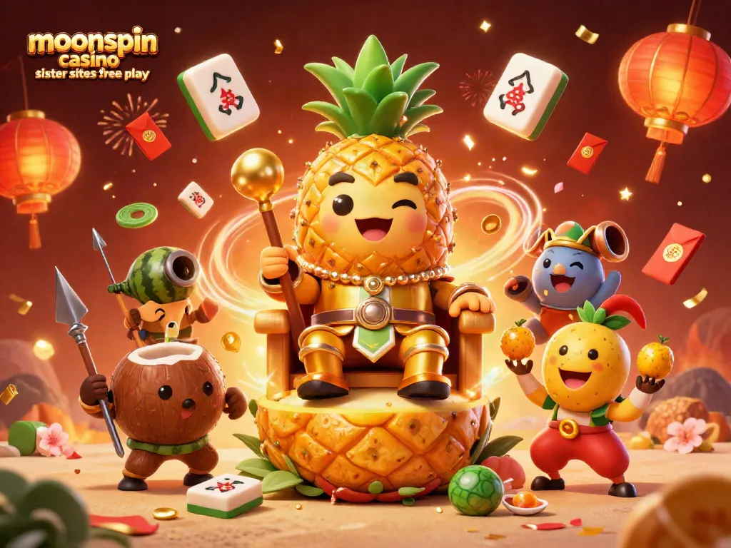 Engage with moonspin casino sister sites free play in an ultra-detailed 3D casino scene featuring festive characters.