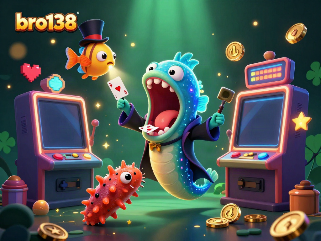 Experience the thrill of bro138 with vibrant casino elements and captivating characters in this magical scene.