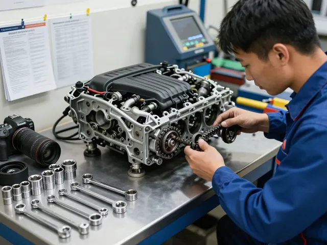 Mechaniker beim Steuerkettenwechsel in Hannover in einer professionellen Werkstatt