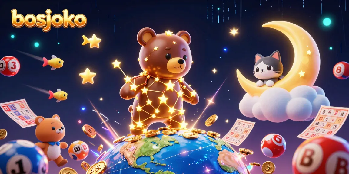 Join the winning adventure with bosjoko as the constellation bear scoops up lottery winnings in a magical night sky.