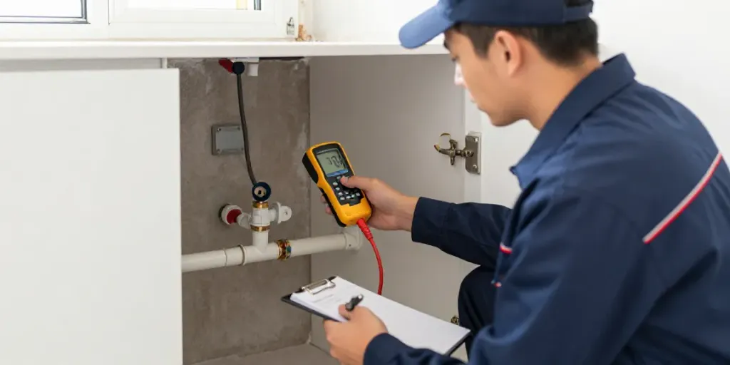 Leak Detection & Repair Sydney service technician inspecting pipes in a residential setting