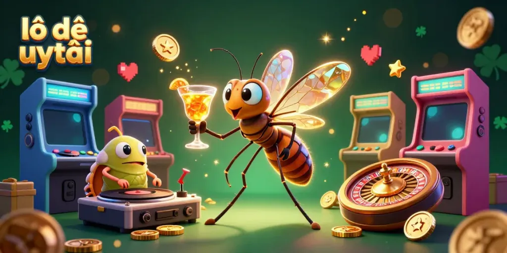 Experience vibrant lô đề uy tín thrills with a lively 3D casino scene featuring playful characters and gaming elements.