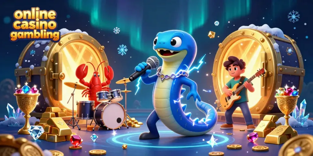 Experience vibrant online casino gambling with a DJ eel and friends in an underwater stage.