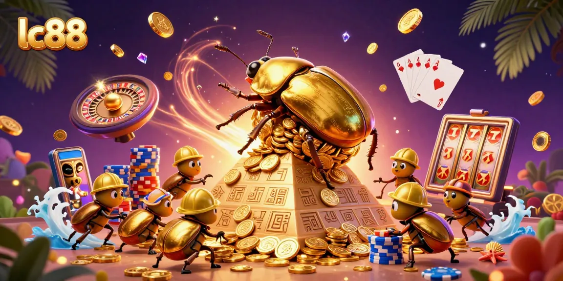 Spin the lc88 slot machine while enjoying golden coins and vibrant casino elements.
