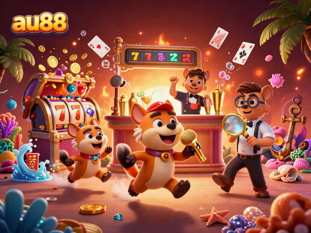Join the fun at au88 with hyenas entertaining at a vibrant casino club.