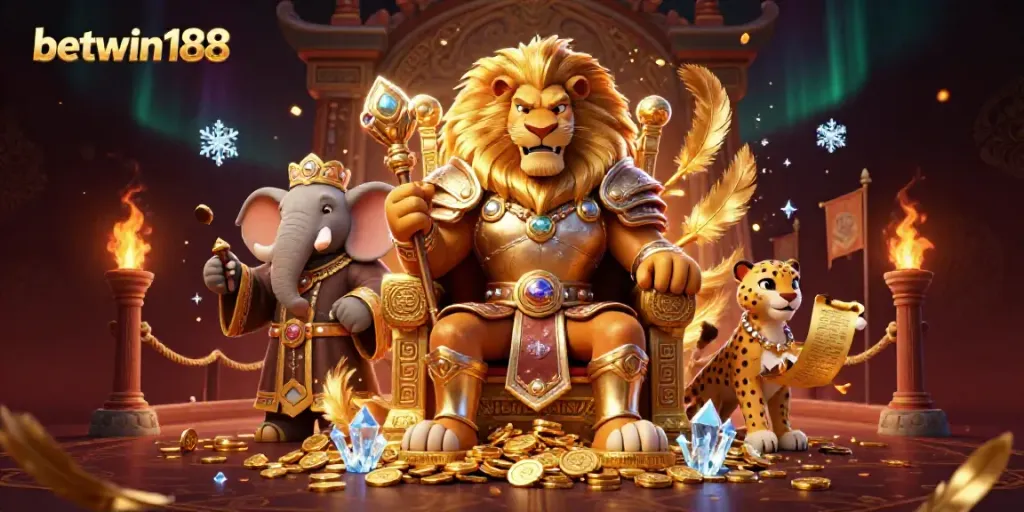 Menang di betwin188 dengan raja singa mengesankan dan elemen perjudian yang menarik.