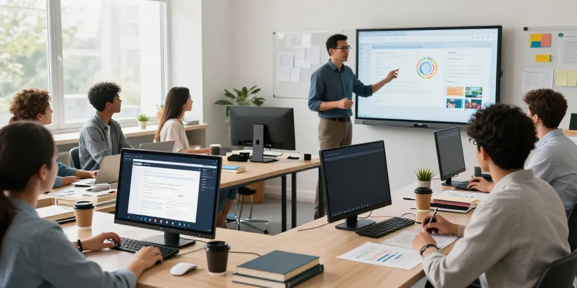 AI content generation for online educators showcased in an interactive virtual classroom with diverse educators and AI tools.