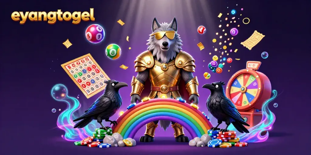 Experience eye-catching gaming with eyangtogel, showcasing a vivid Norse-inspired scene filled with lottery excitement and dynamic elements.