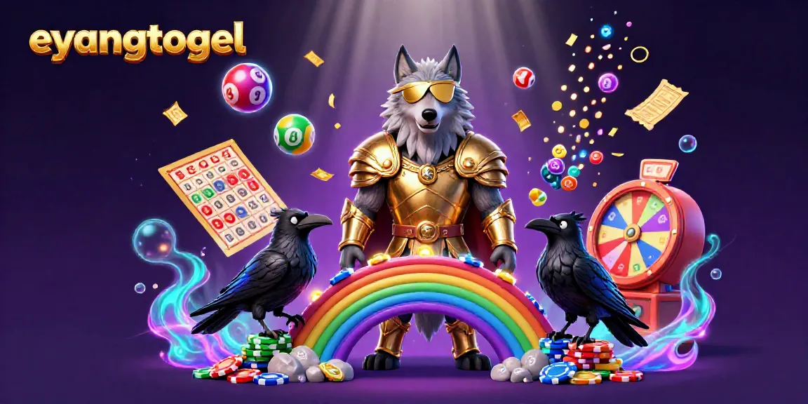 Experience eye-catching gaming with eyangtogel, showcasing a vivid Norse-inspired scene filled with lottery excitement and dynamic elements.