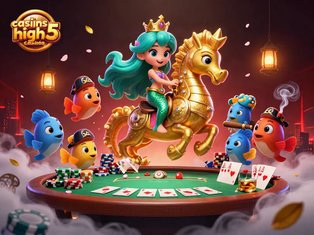 Play in exciting casinos like high 5 casino with slots, poker, and vibrant characters.