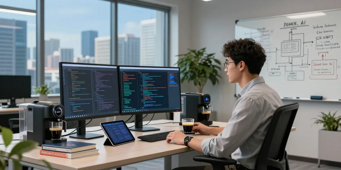 AI Detector interface displayed on dual monitors in a modern tech workspace with a focused data scientist