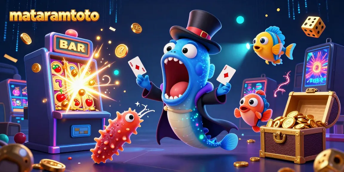 Mataramtoto showcases a deep-sea gambling spectacle with vibrant characters performing magical tricks.