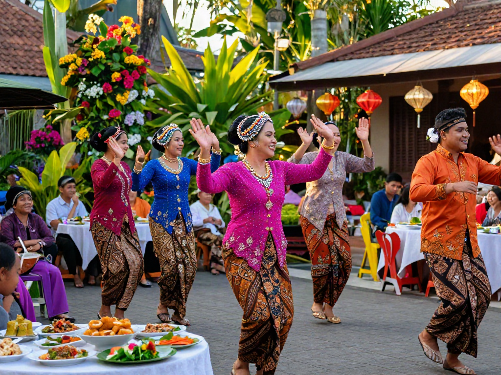 Traditional Nyonya 4D celebration with vibrant costumes and local dishes.