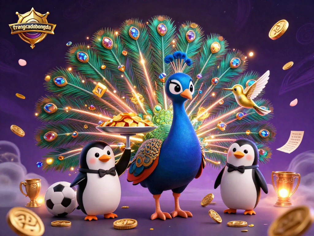 Experience thrilling sports betting at trangcadobongda with vibrant 3D illustration of game elements and characters.