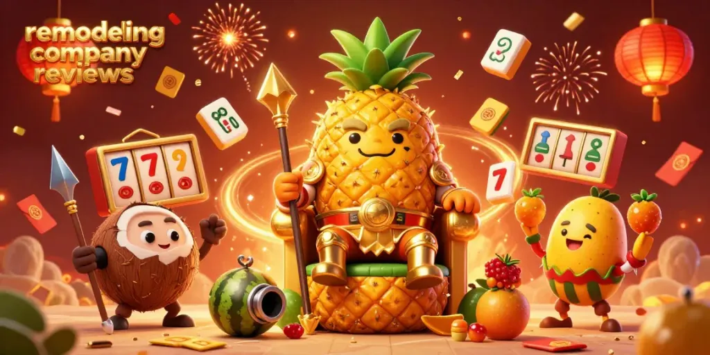 Engage with remodeling company reviews in a vibrant 3D casino scene, showcasing colorful characters and elements.