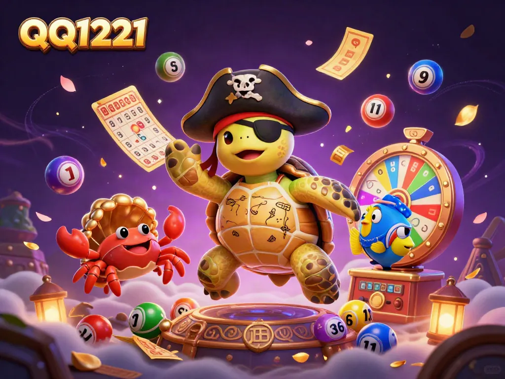 Engage with QQ1221 through an exciting lottery-themed 3D illustration featuring vibrant characters.
