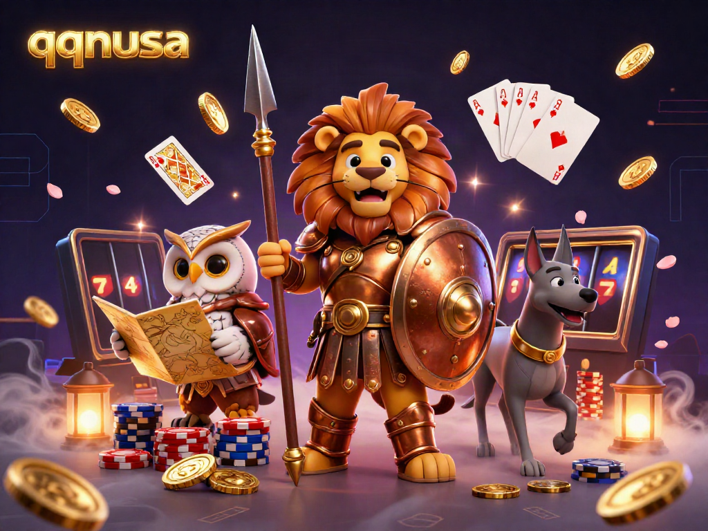 Experience endless winning opportunities at qqnusa with a vibrant 3D casino illustration depicting adventure and excitement.