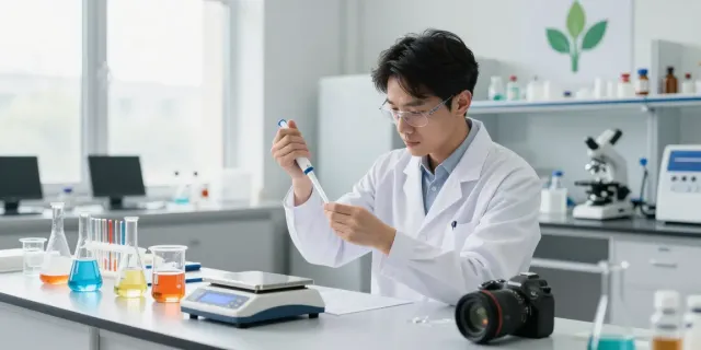 Lipo-C peptide for sale showcased in a modern lab with a researcher.